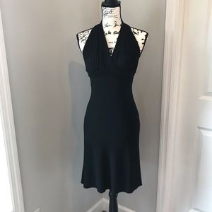 Black Halter Neck Ruched Dress